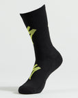 Specialized Techno MTB Tall Logo Socks - Black/Hyper Green