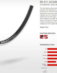 DT Swiss Rim RR411 Asymmetric 28h 700c - Black