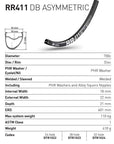 DT Swiss Rim RR411 Asymmetric 28h Disc DB 700c