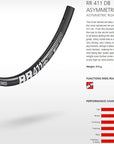DT Swiss Rim RR411 Asymmetric 32h Disc DB 700c