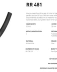 DT Swiss Rim RR481 700c DB 24h 22 Wide - Black