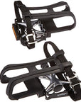 QBP Alloy Trekking Pedals 9/16 Toe Clips And Straps - Silver/Black