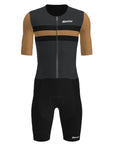 Santini Leaf Short Sleeve Men's Trisuit - Black/Gold