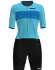 Santini Leaf Short Sleeve Women's Trisuit - Light Blue