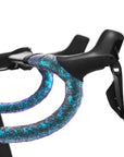 Supacaz Super Sticky Kush Splat Bar Tape With Blue Star Plugz - Blue Refract