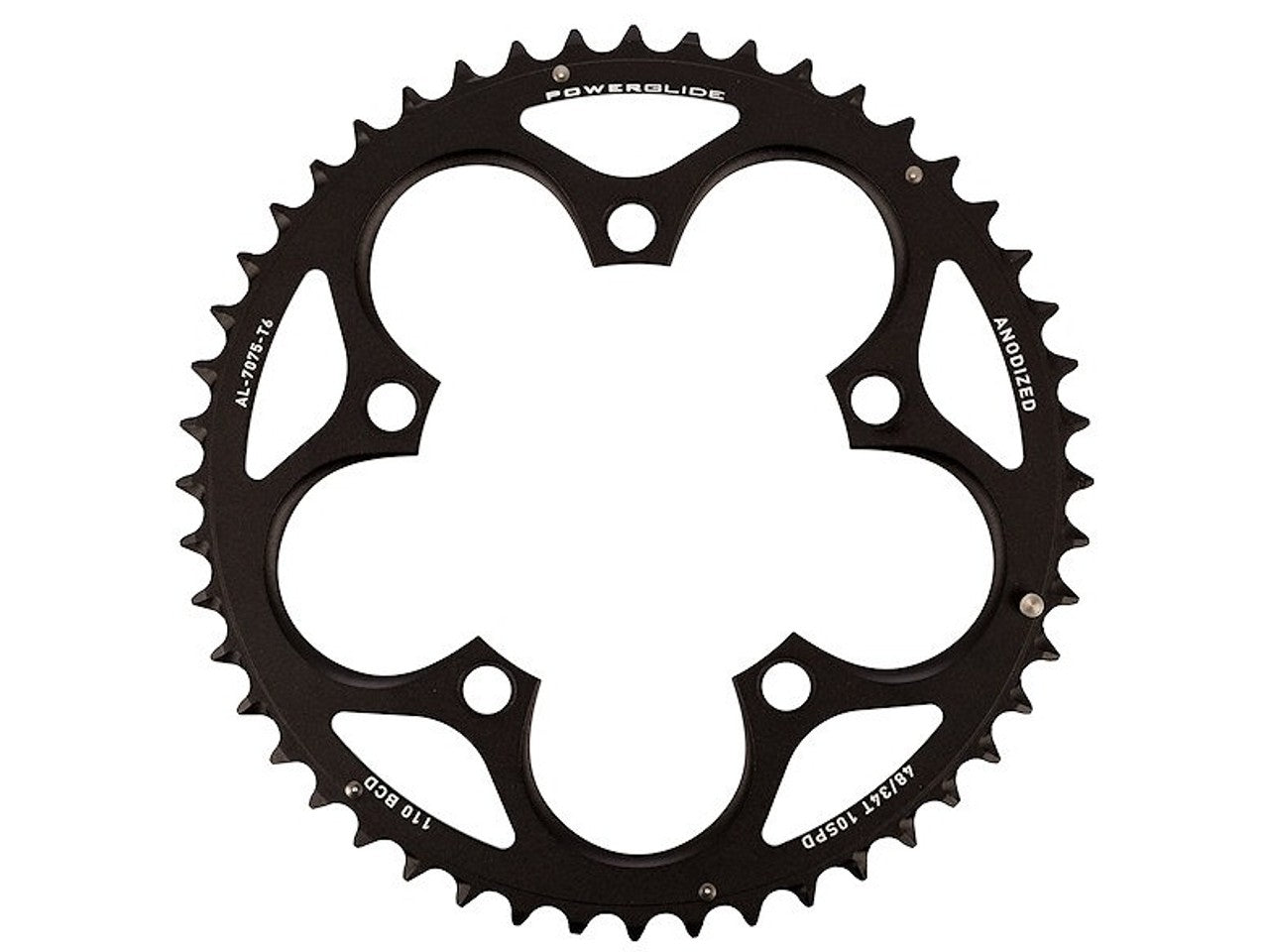 SRAM CHAIN RING ROAD 48T 110 V2 ALUMINUM 4MM BLACK GXP LONG PIN (48-34)