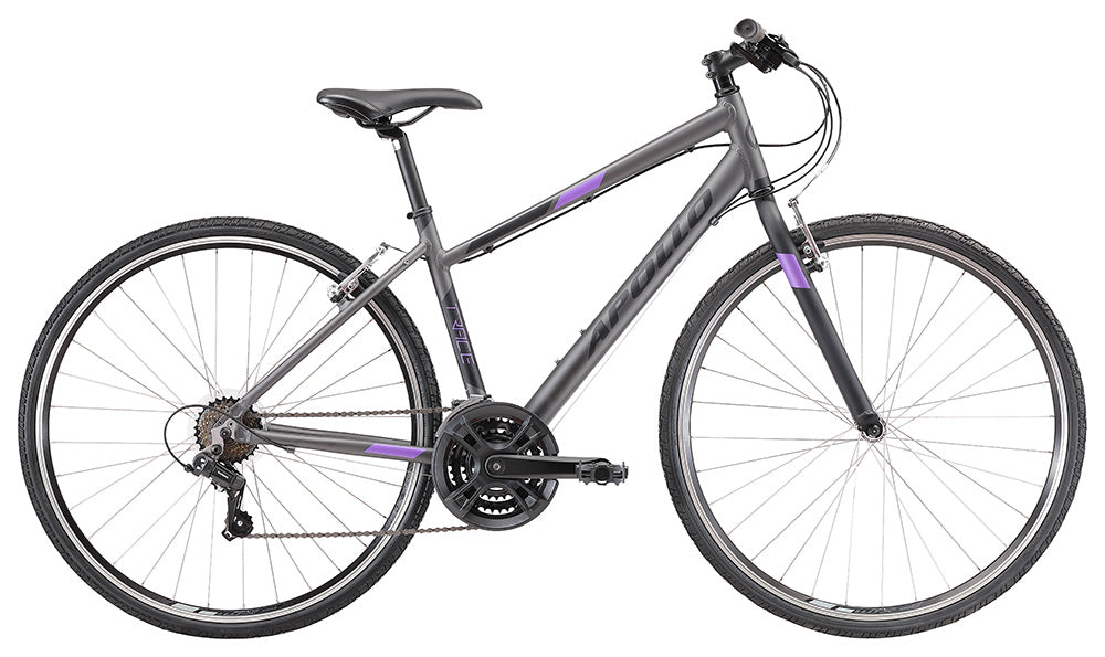 Apollo Trace 10 Women's Urban Bike Small - Matte Charcoal/Black/Lavender