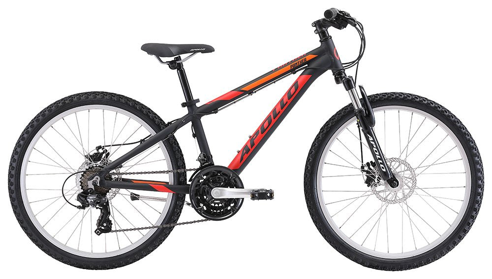 Apollo Panther 24 Inch Youth Bike - Matte Black/Red/Orange
