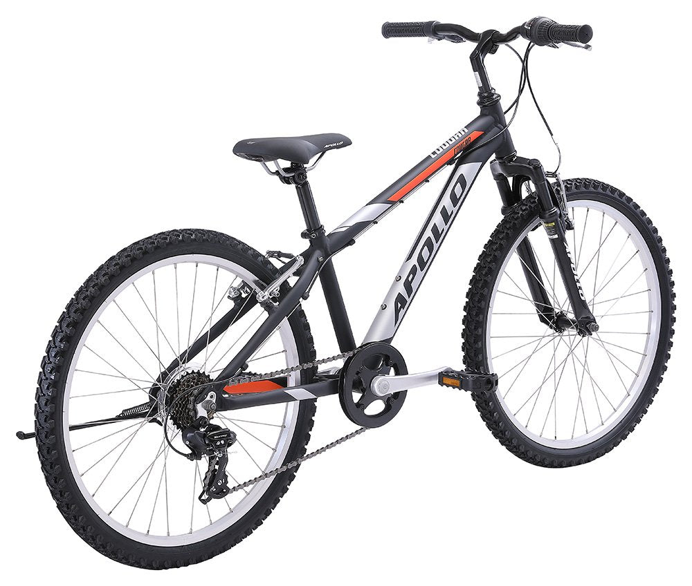 Apollo Cougar 24 Inch Youth Bike - Matte Black/Silver/Orange