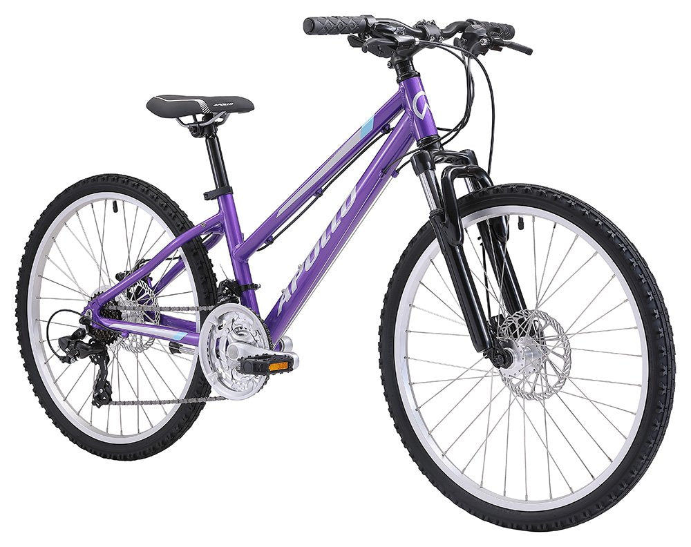 Apollo Verve 24 Inch Youth Bike - Gloss Purple/Silver/Sky Blue