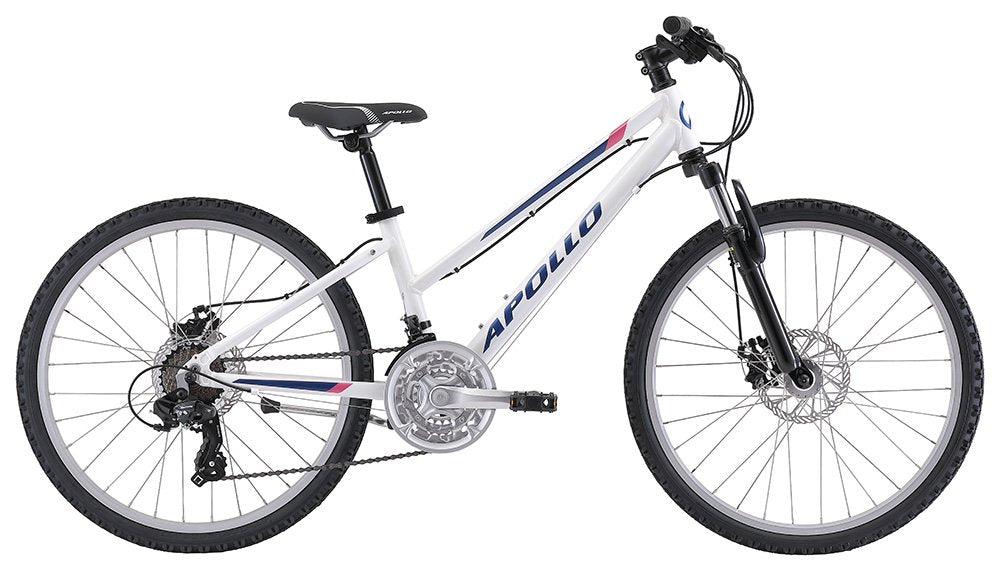 Apollo Verve 24 Inch Youth Bike - Gloss White/Navy Blue/Pink