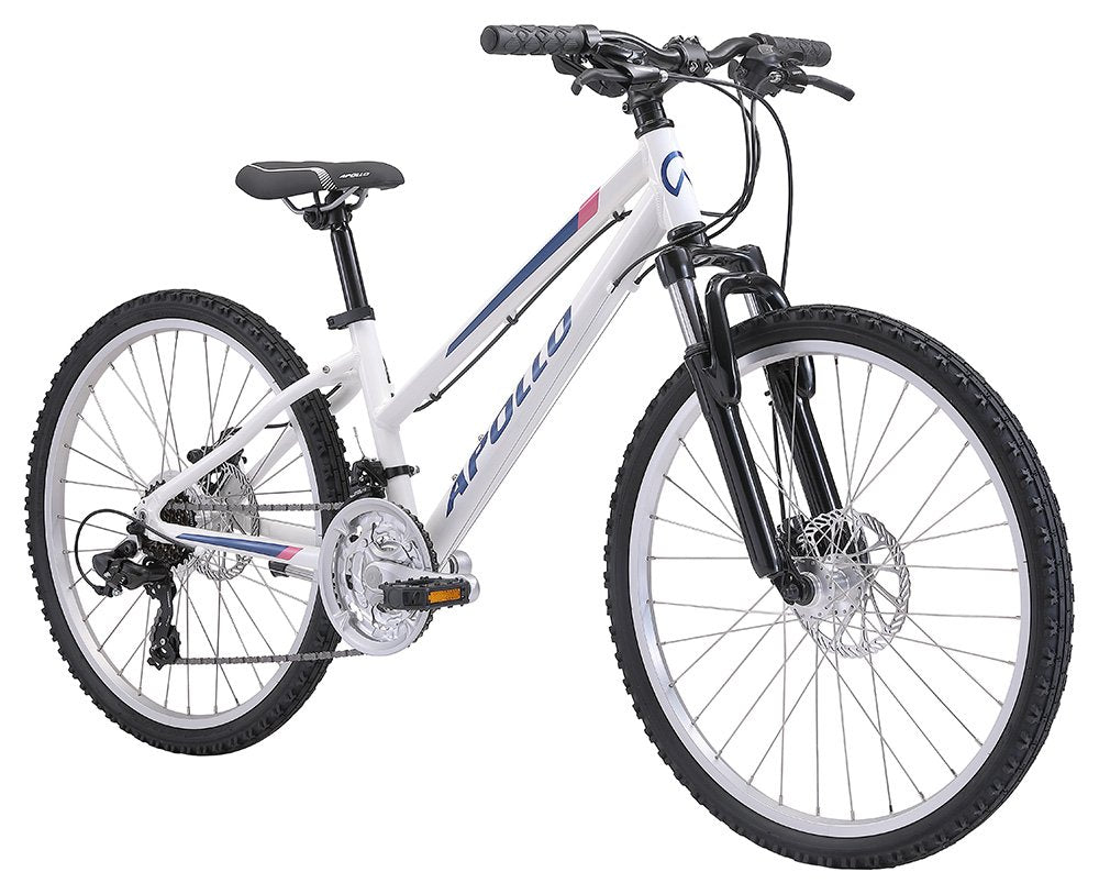 Apollo Verve 24 Inch Youth Bike - Gloss White/Navy Blue/Pink