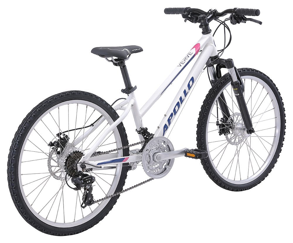 Apollo Verve 24 Inch Youth Bike - Gloss White/Navy Blue/Pink