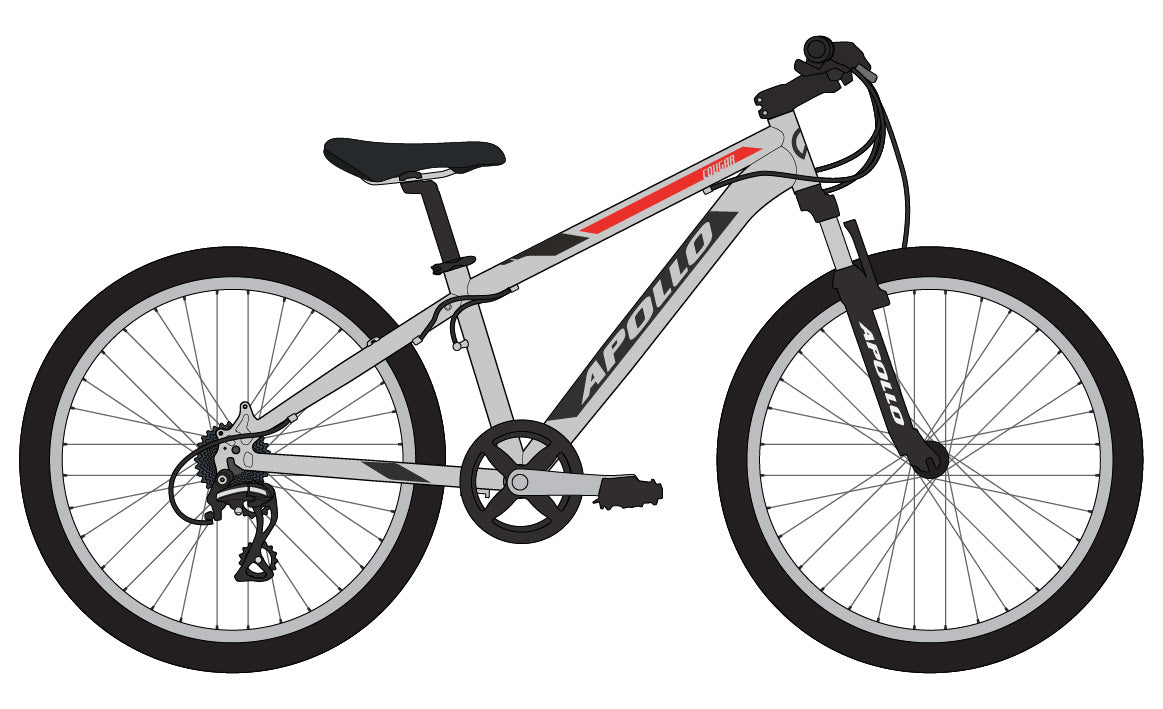 Apollo Cougar 24 Youth Bike - Gloss Silver/Black/Red