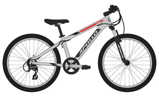 Apollo Cougar 24 Youth Bike - Gloss Silver/Black/Red