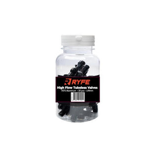 RYFE Tubeless High Flow Presta Valves 44mm Jar of 20 - Black