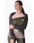 Muc-Off Womens Long Sleeve Riders Jersey Leopard - Green/Pink