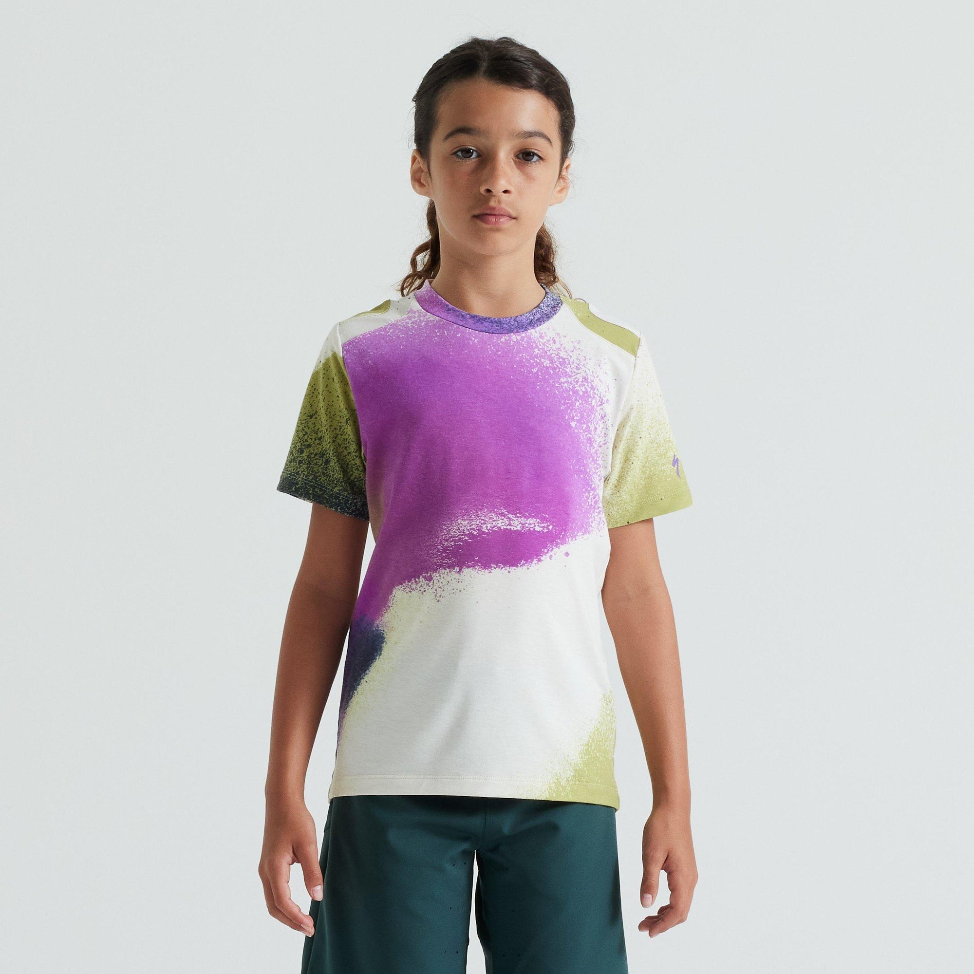 Specialized Youth Short Sleeve Trail Jersey - Birch White/Multi Spindrift