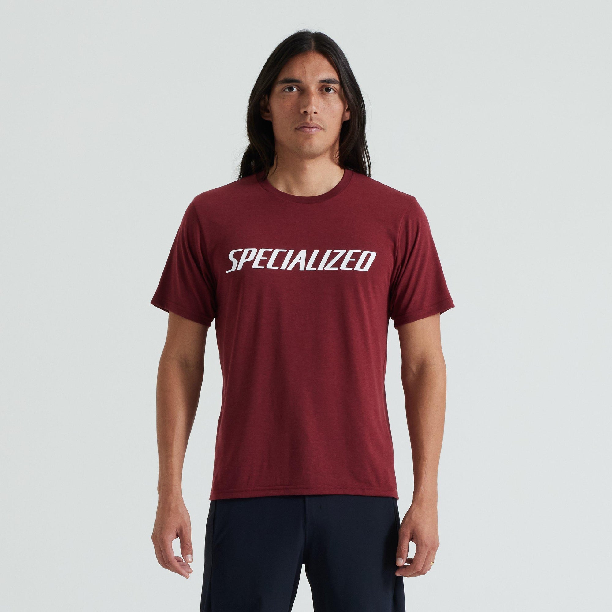 Specialized Men's Wordmark Short Sleeve T-Shirt - Garnet Red