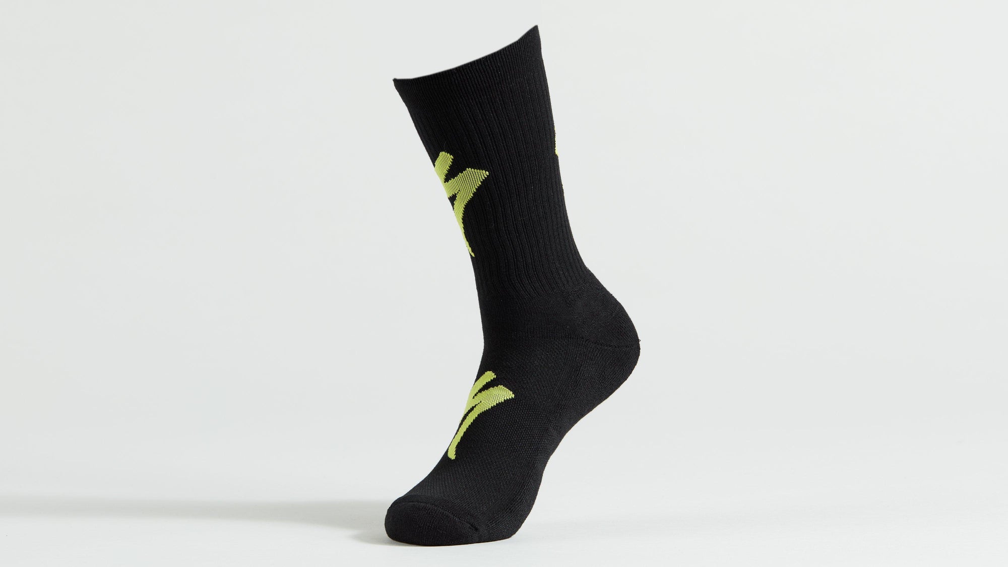 Specialized Techno MTB Tall Logo Socks - Black/Hyper Green