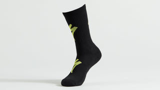 Specialized Techno MTB Tall Logo Socks - Black/Hyper Green