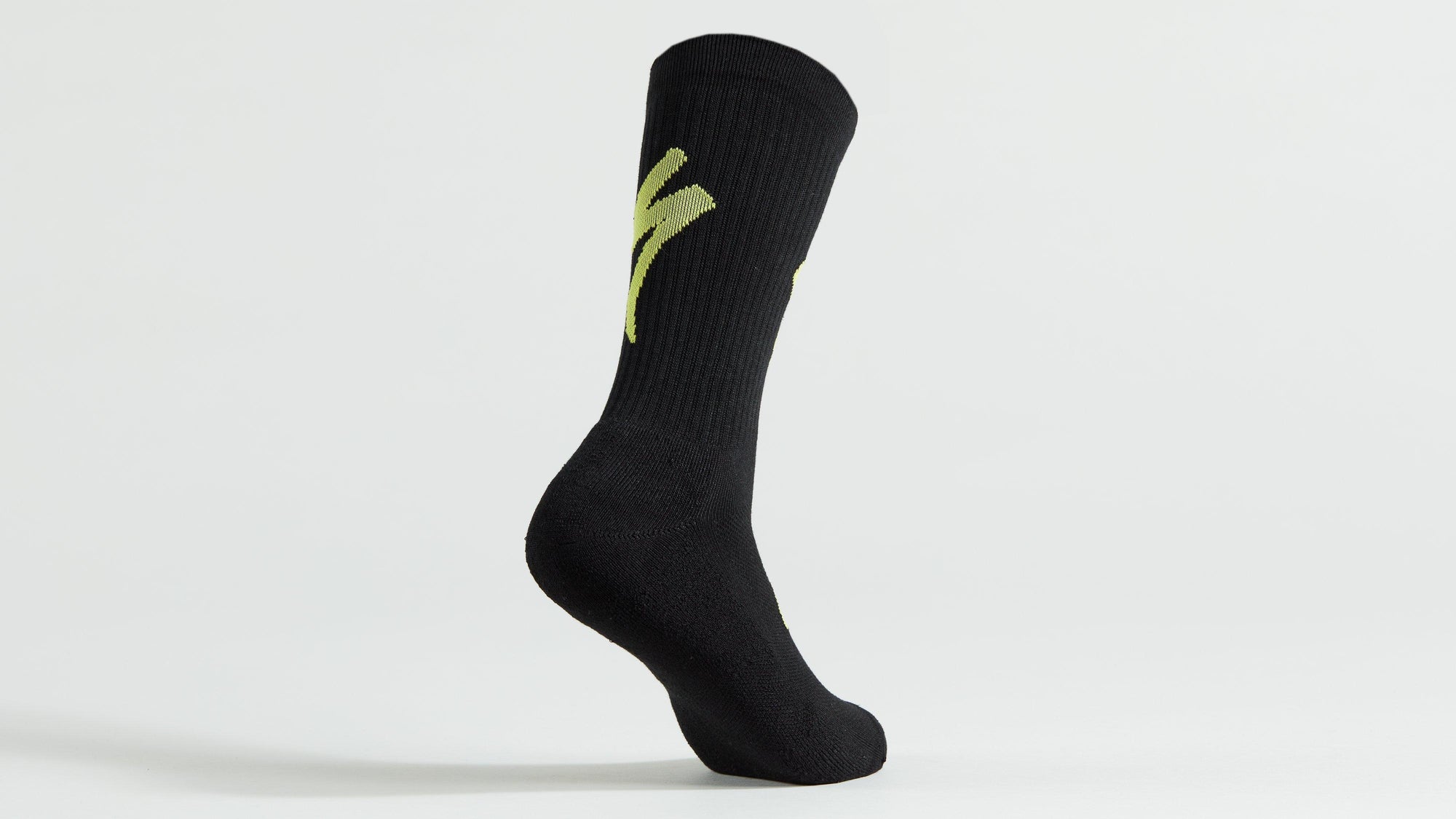 Specialized Techno MTB Tall Logo Socks - Black/Hyper Green