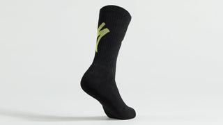Specialized Techno MTB Tall Logo Socks - Black/Hyper Green