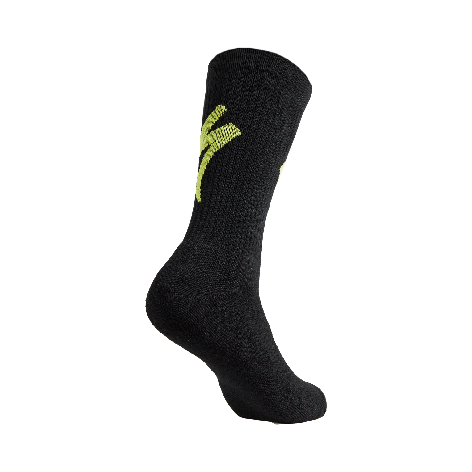 Specialized Techno MTB Tall Logo Socks - Black/Hyper Green