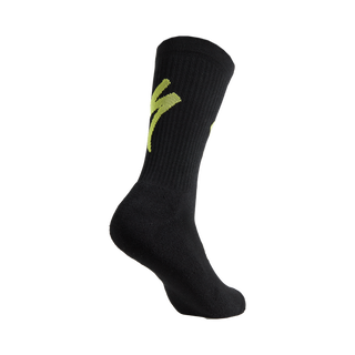 Specialized Techno MTB Tall Logo Socks - Black/Hyper Green