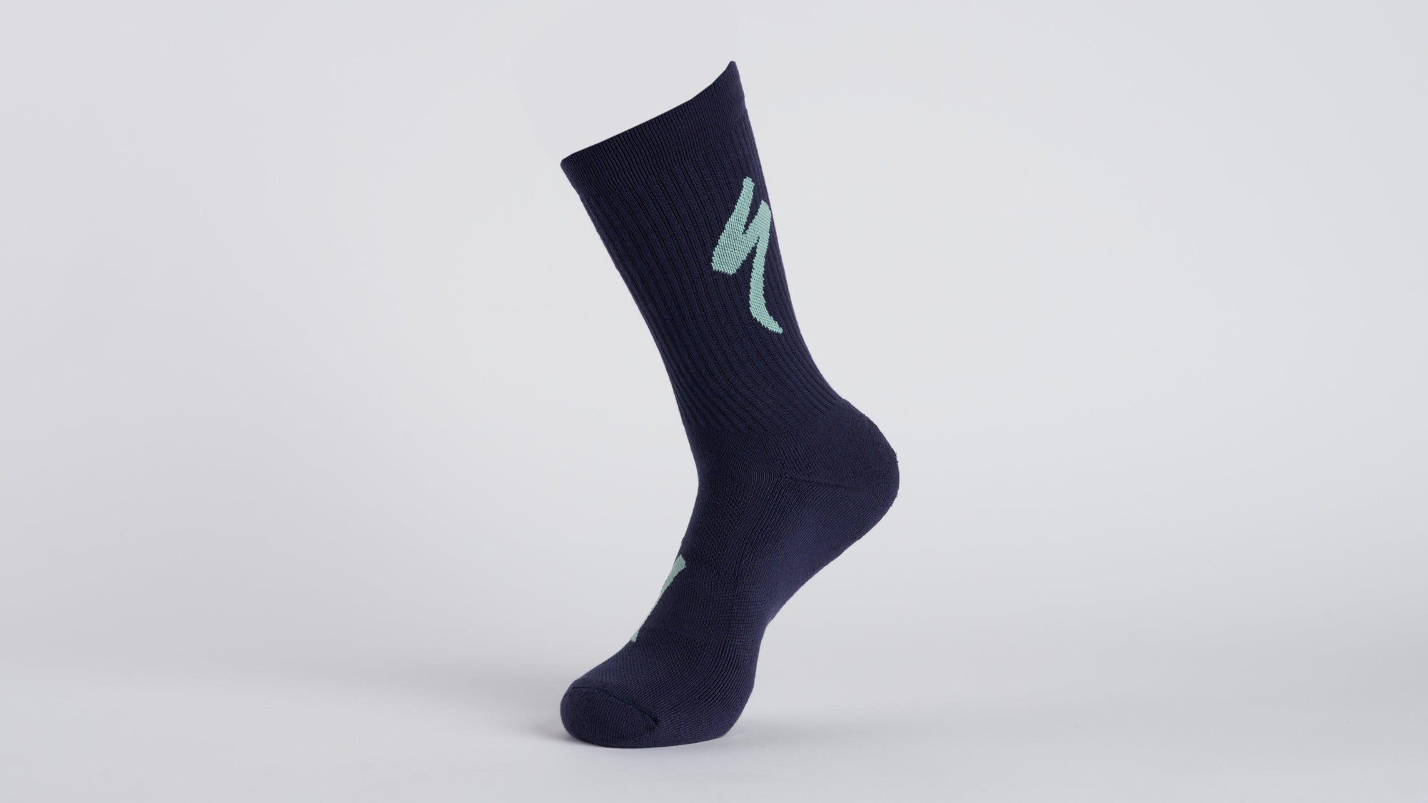 Specialized Techno MTB Tall Logo Socks - Dark Navy/White Sage