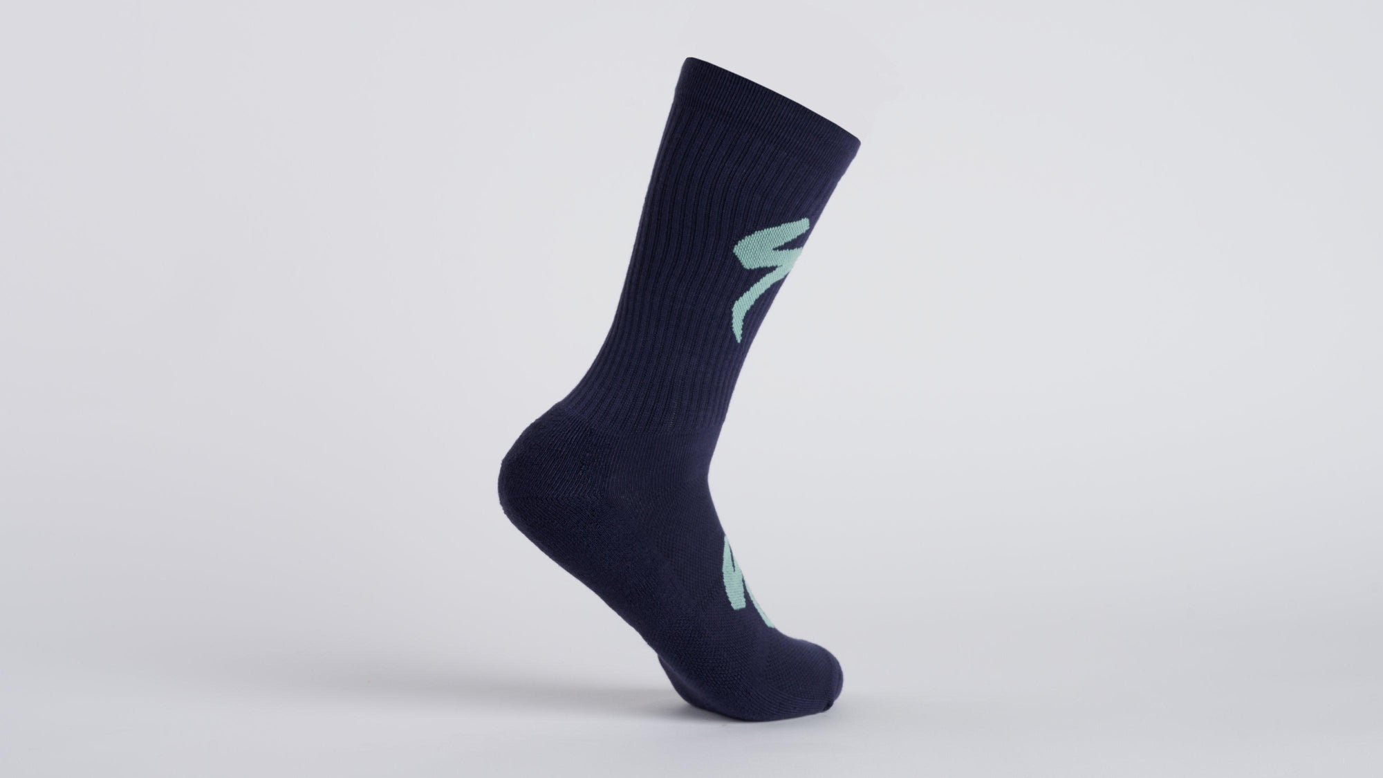 Specialized Techno MTB Tall Logo Socks - Dark Navy/White Sage