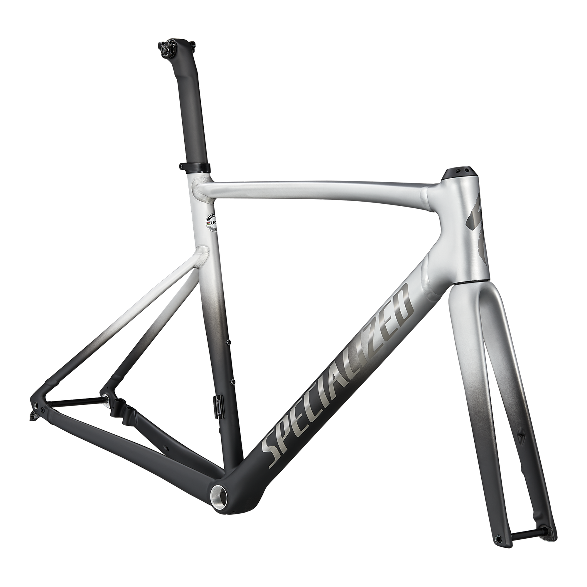 Specialized Allez Sprint Frameset - Raw Aluminum - Black Fade/Black Chrome