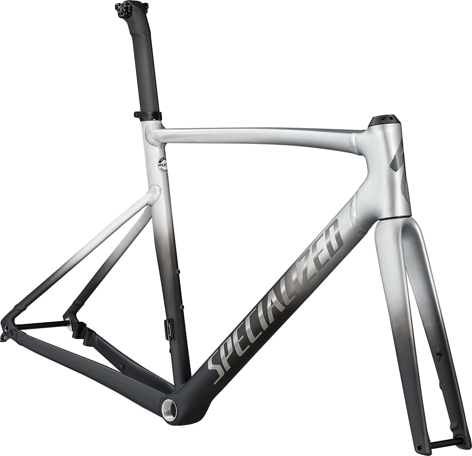 Specialized Allez Sprint Frameset - Raw Aluminum - Black Fade/Black Chrome