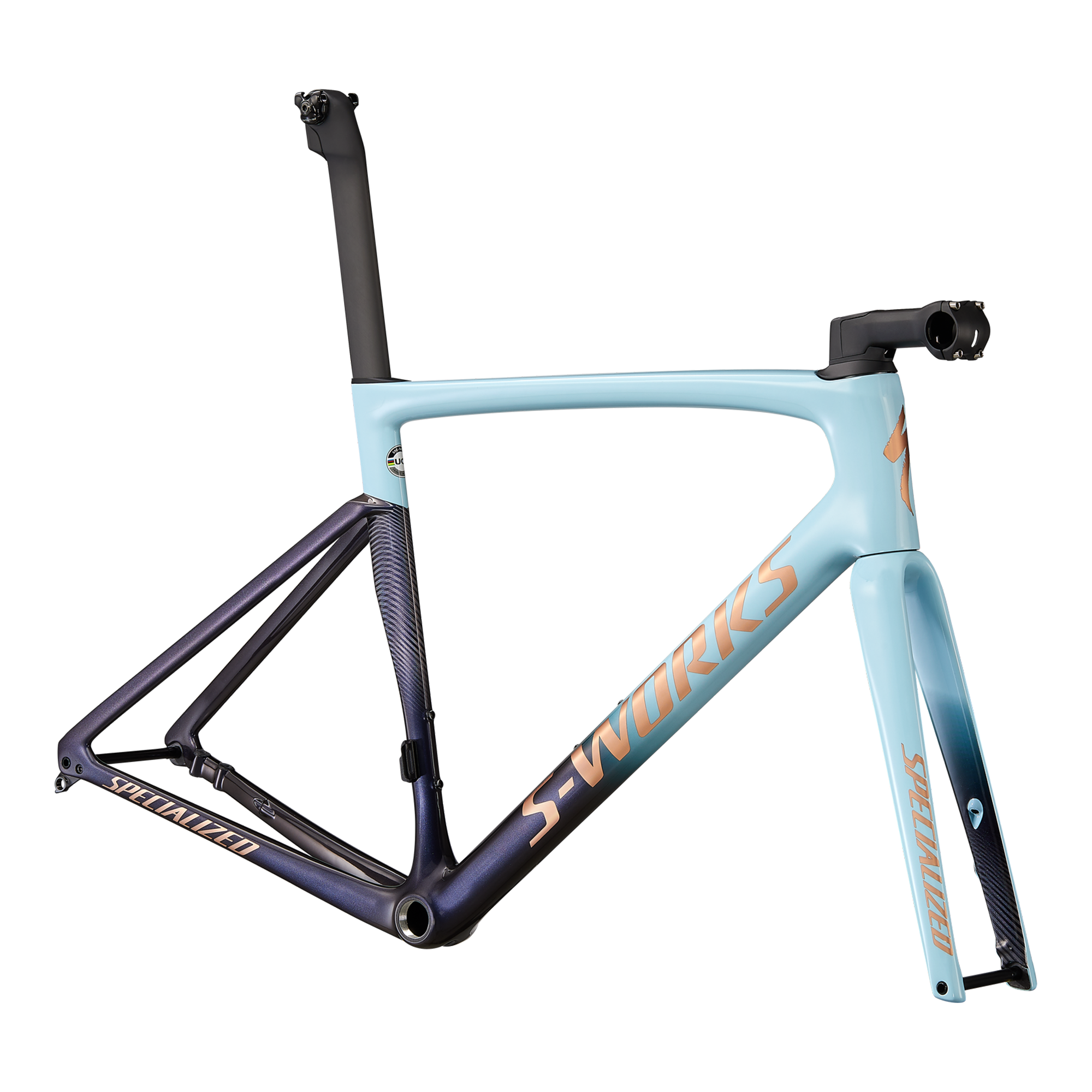 Specialized S-Works Tarmac SL7 Frameset - FACT 12r Carbon - Arctic Blue / Dusty Blue Fade / Satin Bronze Foil