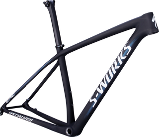 Specialized S-Works Epic Hardtail Frameset - Satin Carbon / Color Run Blue Murano Pearl / Gloss Chrome Foil Logos