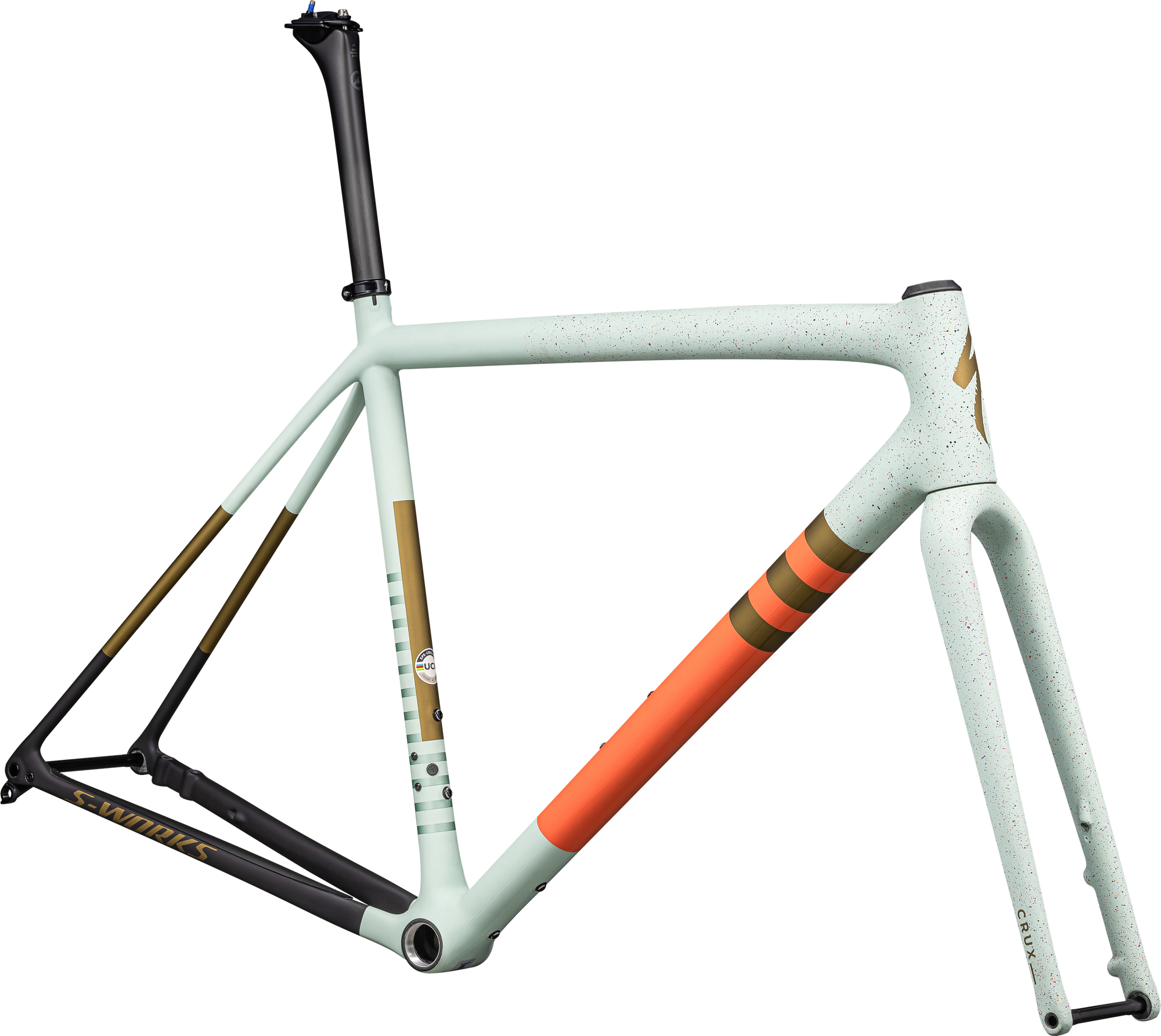 Specialized S-Works Crux Frameset - FACT 12r Carbon - Satin White Sage/Cactus Bloom/Midnight Shadow Speckle
