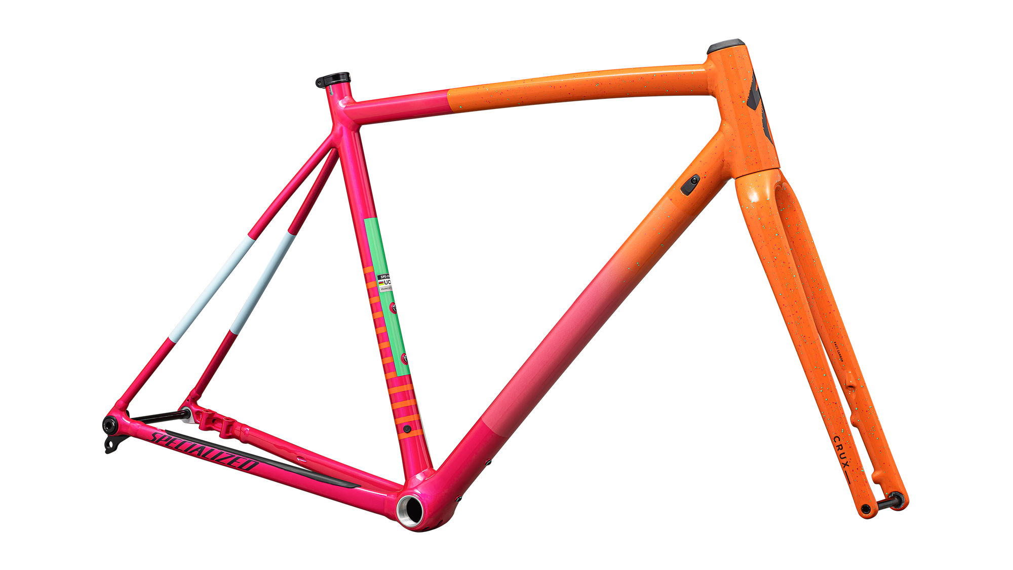 Specialized Crux DSW Frameset - D'Aluisio Smartweld Alloy - Gloss Amber Glow/Vivid Pink/Metallic Midnight Shadow/Speckle