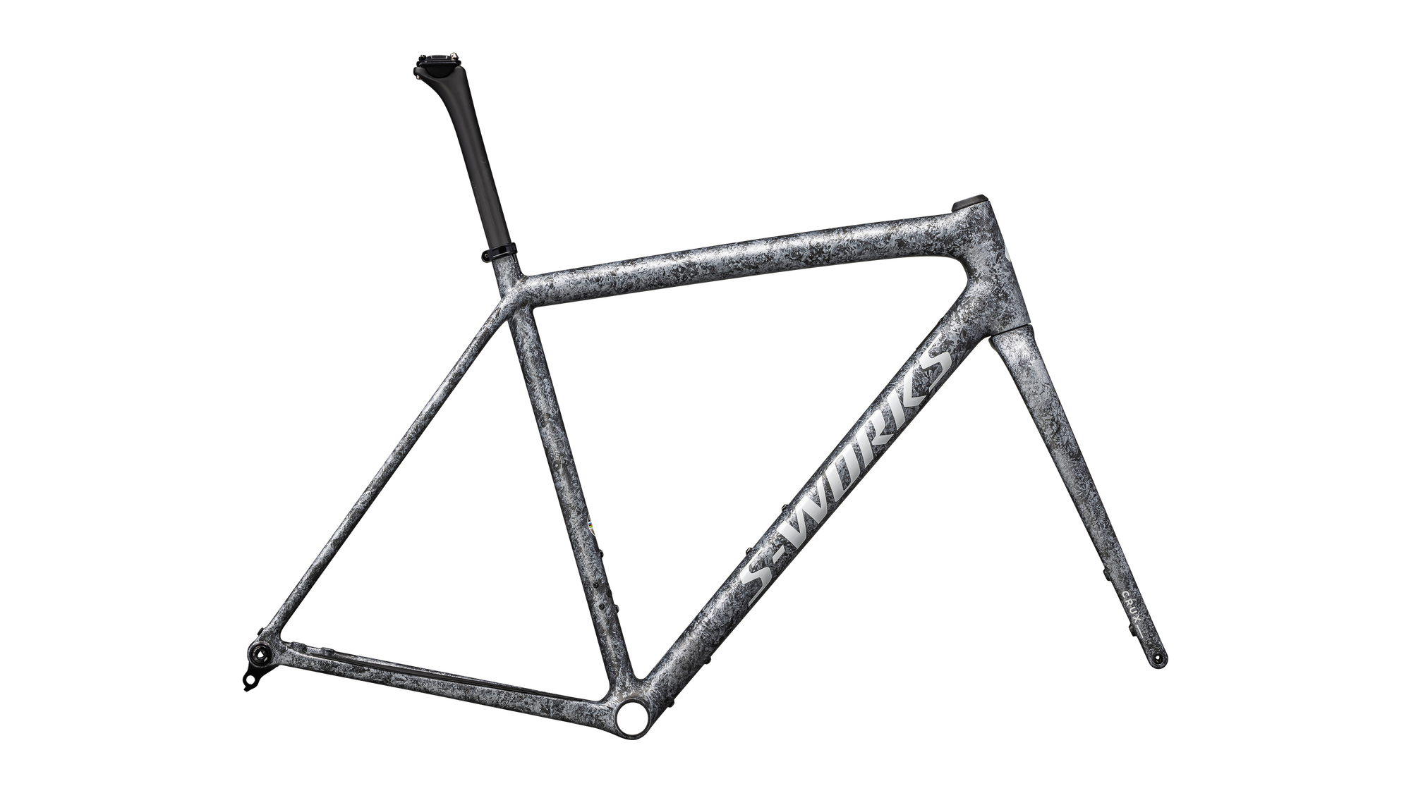 Specialized S-Works Crux Frameset - FACT 12r Carbon - Satin Carbon / Multi-Color Blurred Impasto / Gloss White Metallic Silver