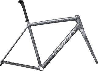 Specialized S-Works Crux Frameset - FACT 12r Carbon - Satin Carbon / Multi-Color Blurred Impasto / Gloss White Metallic Silver