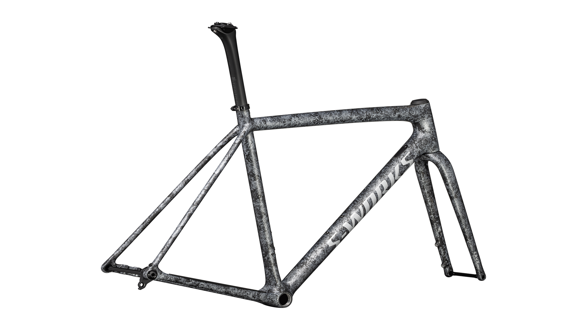 Specialized S-Works Crux Frameset - FACT 12r Carbon - Satin Carbon / Multi-Color Blurred Impasto / Gloss White Metallic Silver