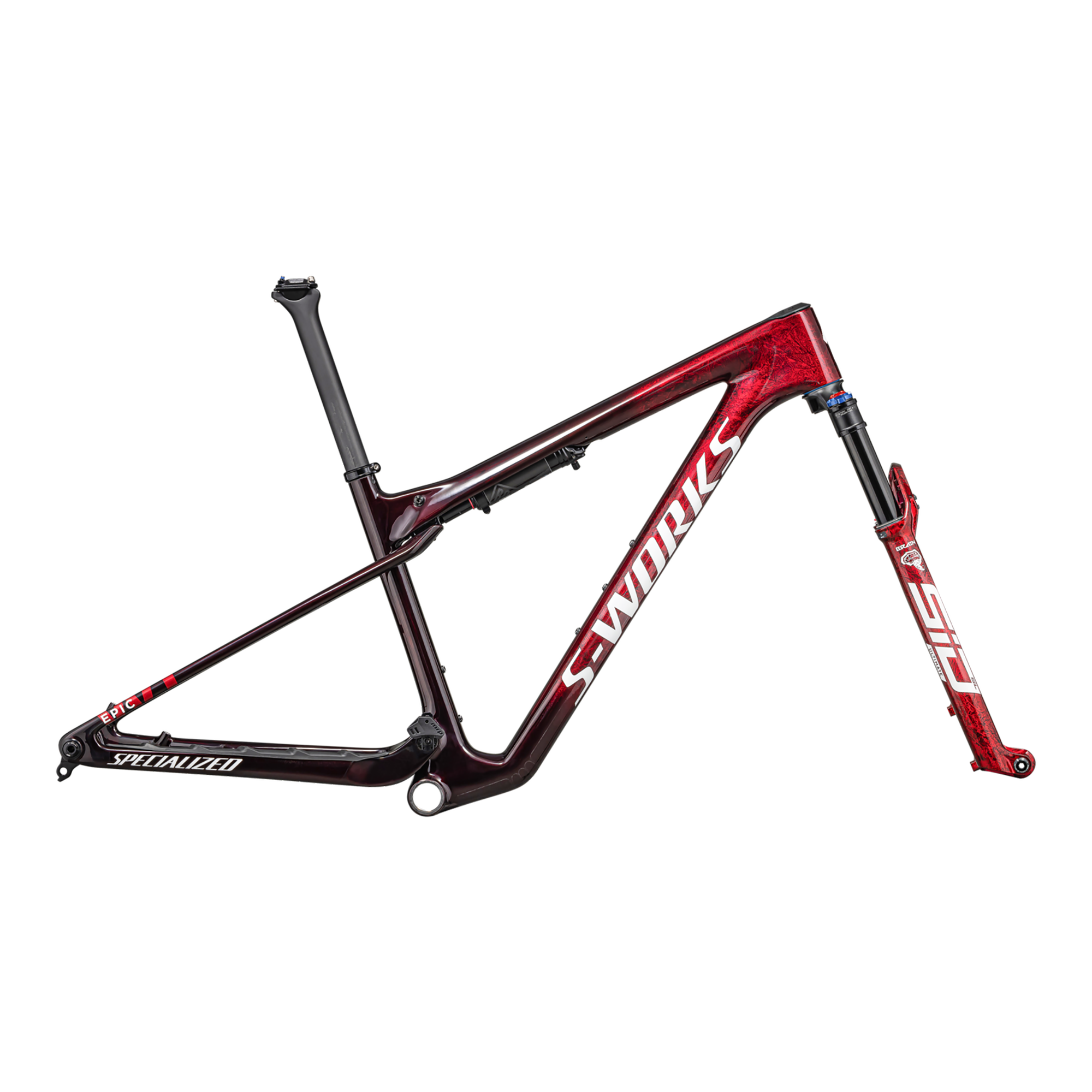 Specialized S-Works Epic World Cup Frameset - Rockshox SidLuxe WCID Ultimate - Gloss Red Tint / Flake Silver Granite / Metallic White Silver