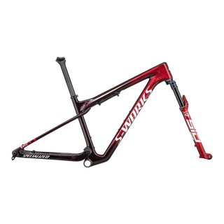 Specialized S-Works Epic World Cup Frameset - Rockshox SidLuxe WCID Ultimate - Gloss Red Tint / Flake Silver Granite / Metallic White Silver