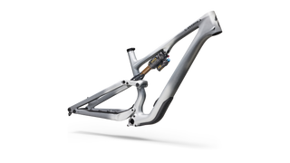 Specialized S-Works Stumpjumper 15 EVO Frameset - FOX FLOAT X GENIE Factory - Satin Shadow Silver / Ashen Grey / Gloss Black Liquid Metal