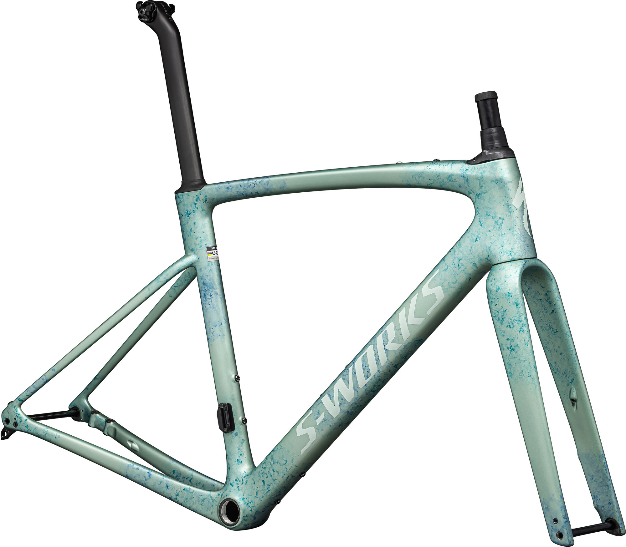 Specialized S-Works Roubaix SL8 Frameset - FACT 12R Carbon - Satn Metallic White Sage/Ink/White Sage