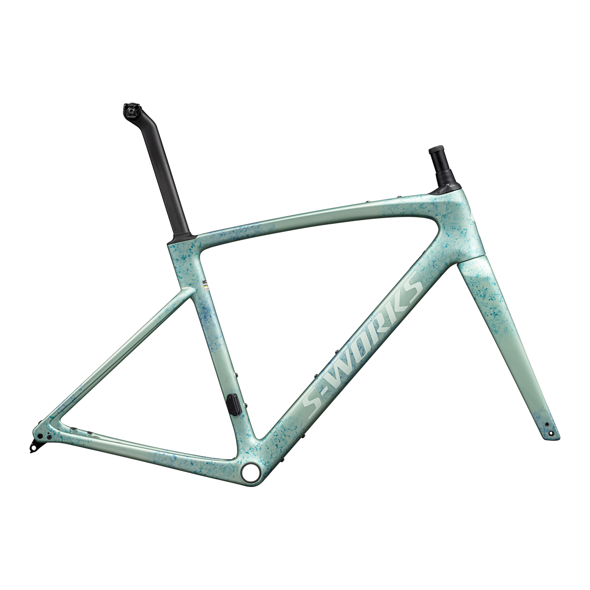 Specialized S-Works Roubaix SL8 Frameset - FACT 12R Carbon - Satn Metallic White Sage/Ink/White Sage
