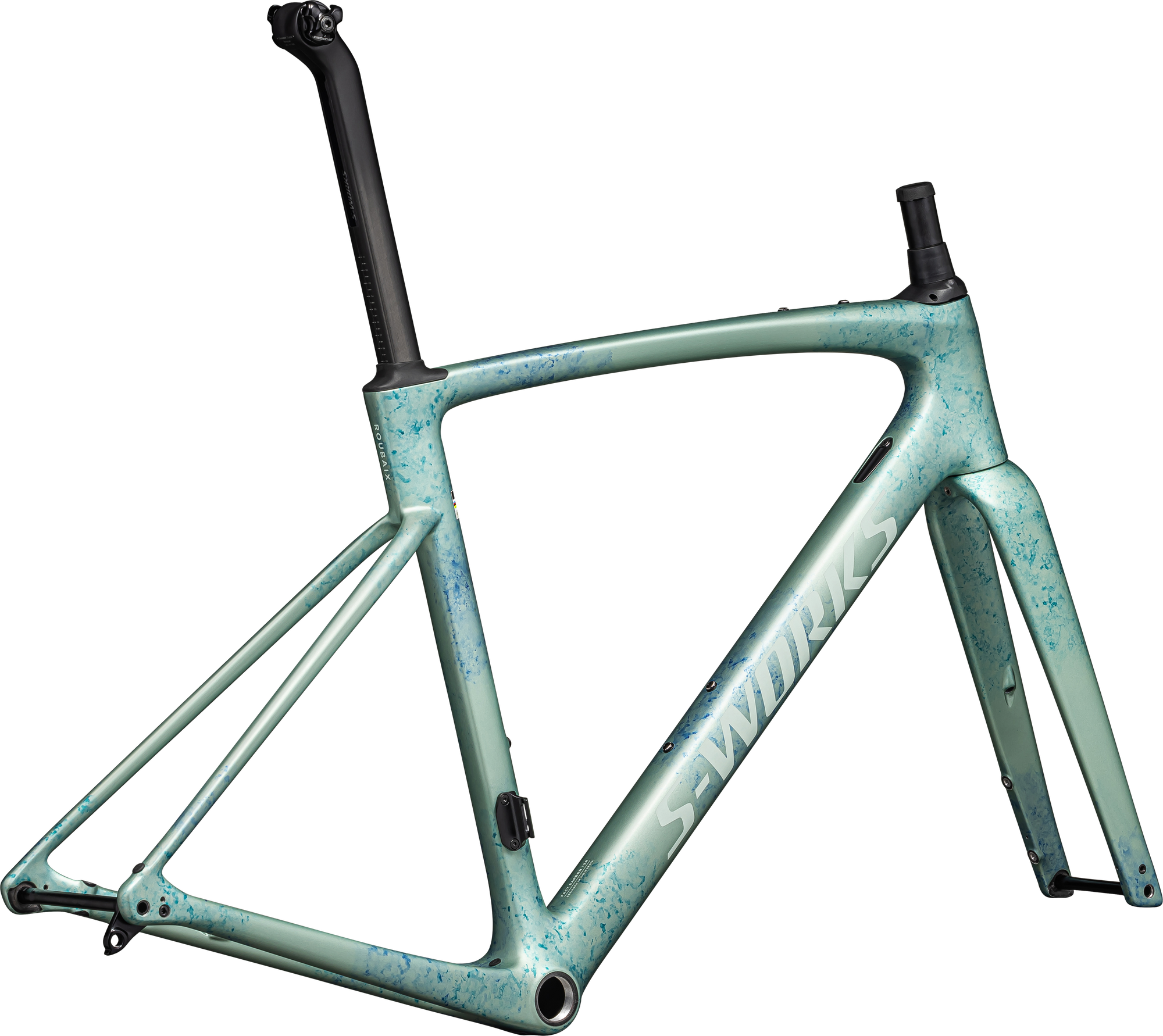 Specialized S-Works Roubaix SL8 Frameset - FACT 12R Carbon - Satn Metallic White Sage/Ink/White Sage