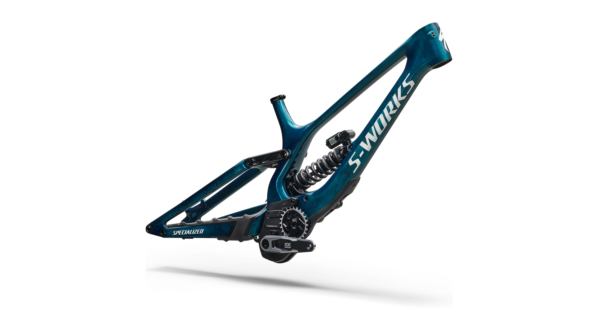 Specialized S-Works Demo 11 Frameset - Gloss Teal Tint Carbon / Smoke / White