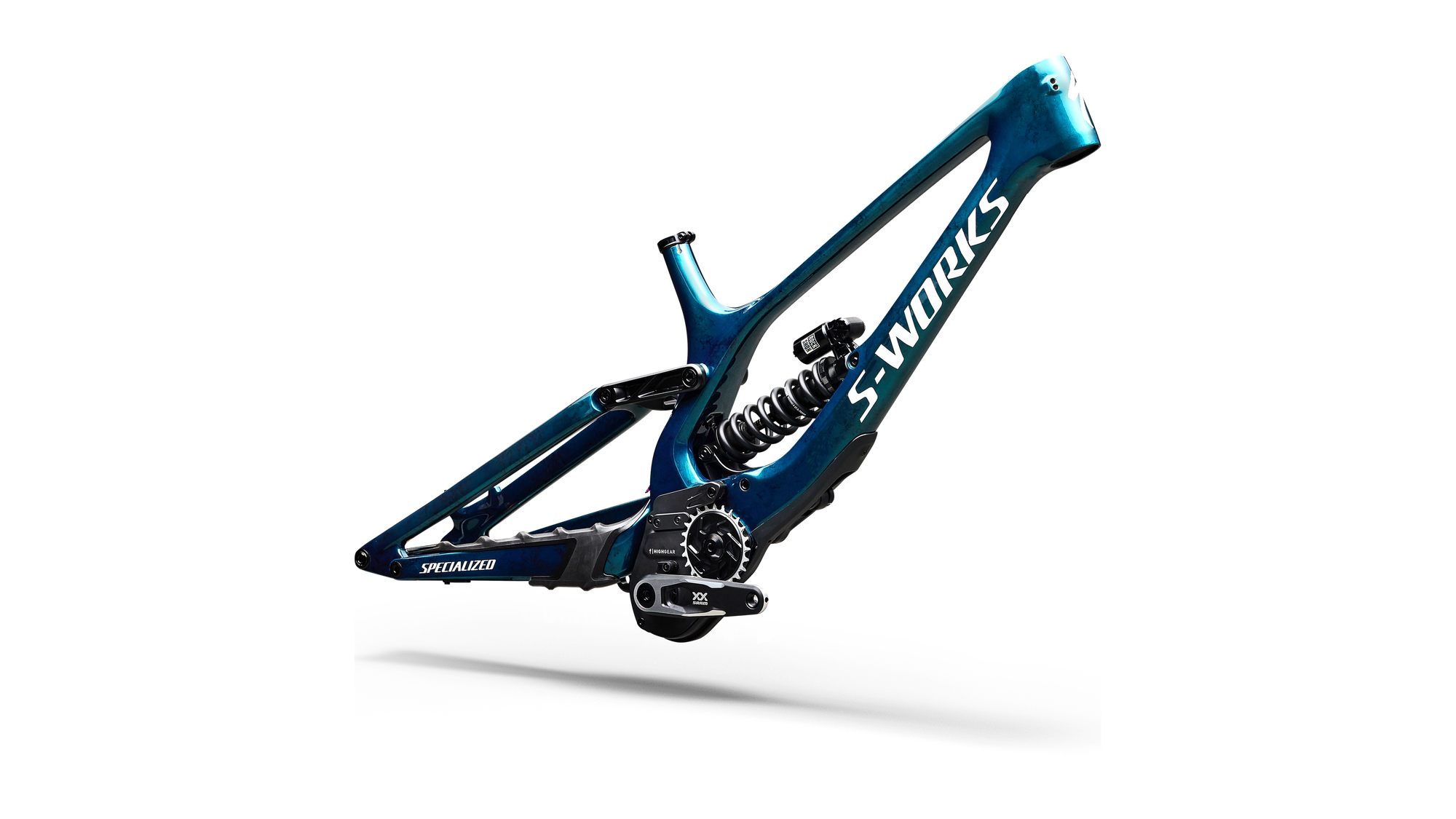 Specialized S-Works Demo 11 Frameset - Gloss Teal Tint Carbon / Smoke / White