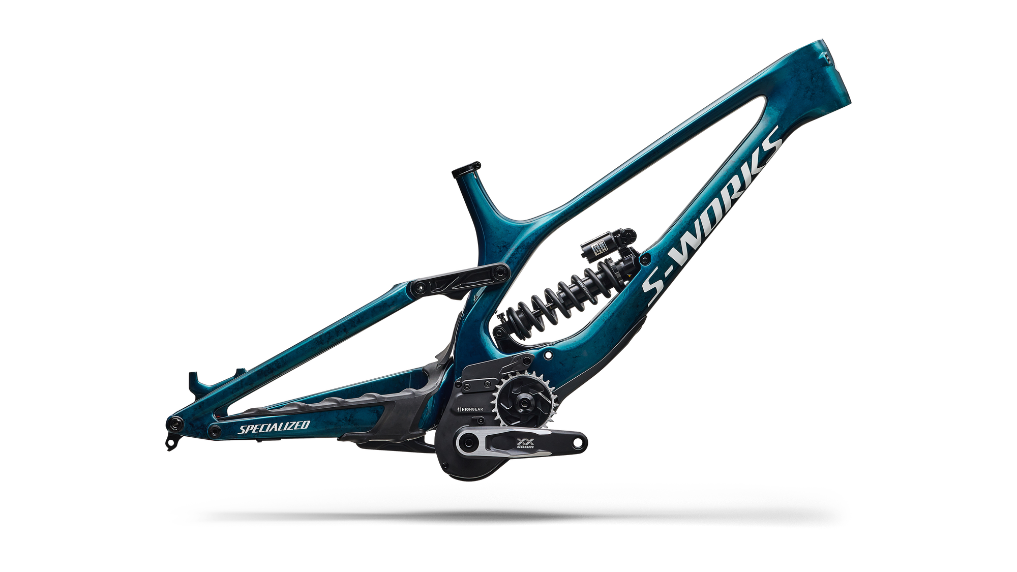Specialized S-Works Demo 11 Frameset - Gloss Teal Tint Carbon / Smoke / White