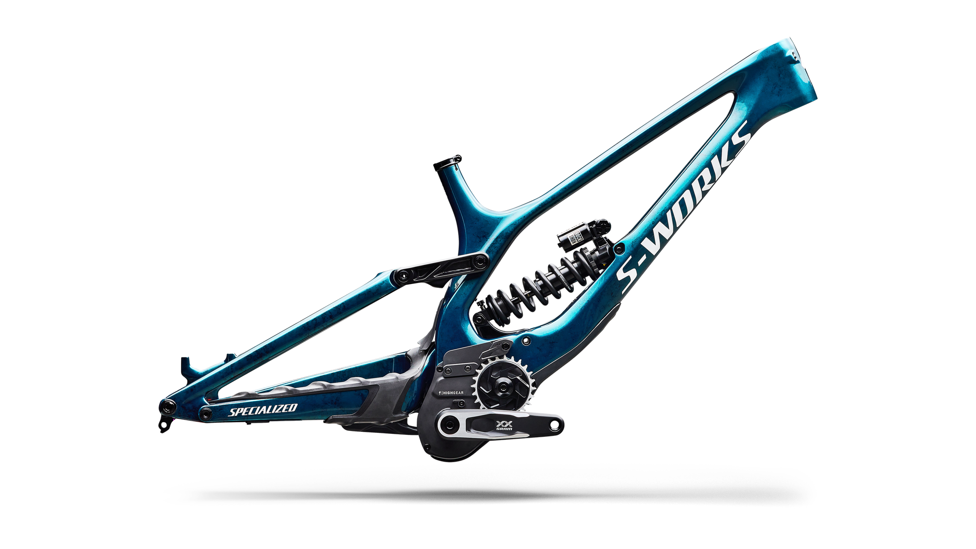 Specialized S-Works Demo 11 Frameset - Gloss Teal Tint Carbon / Smoke / White